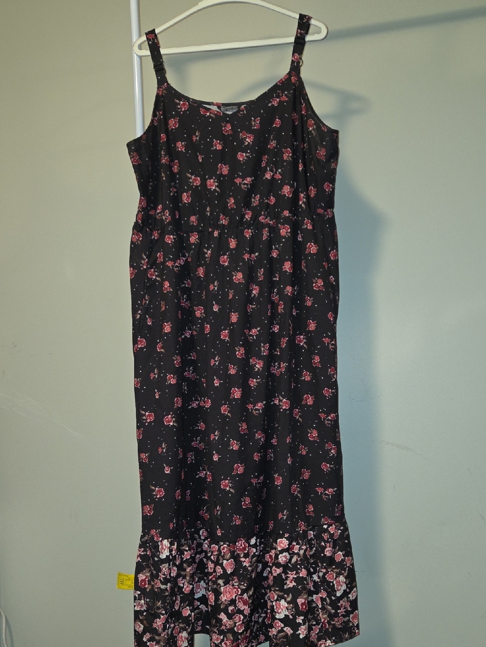 BloomChic Black Maxi Dress with Pink Floral Print